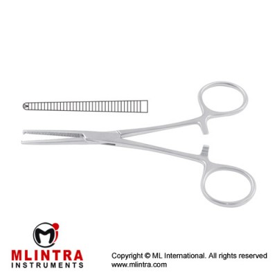 Kocher-Nippon Haemostatic Forceps Straight - 1 x 2 Teeth Stainless Steel, 18.5 cm - 7 1/4" 